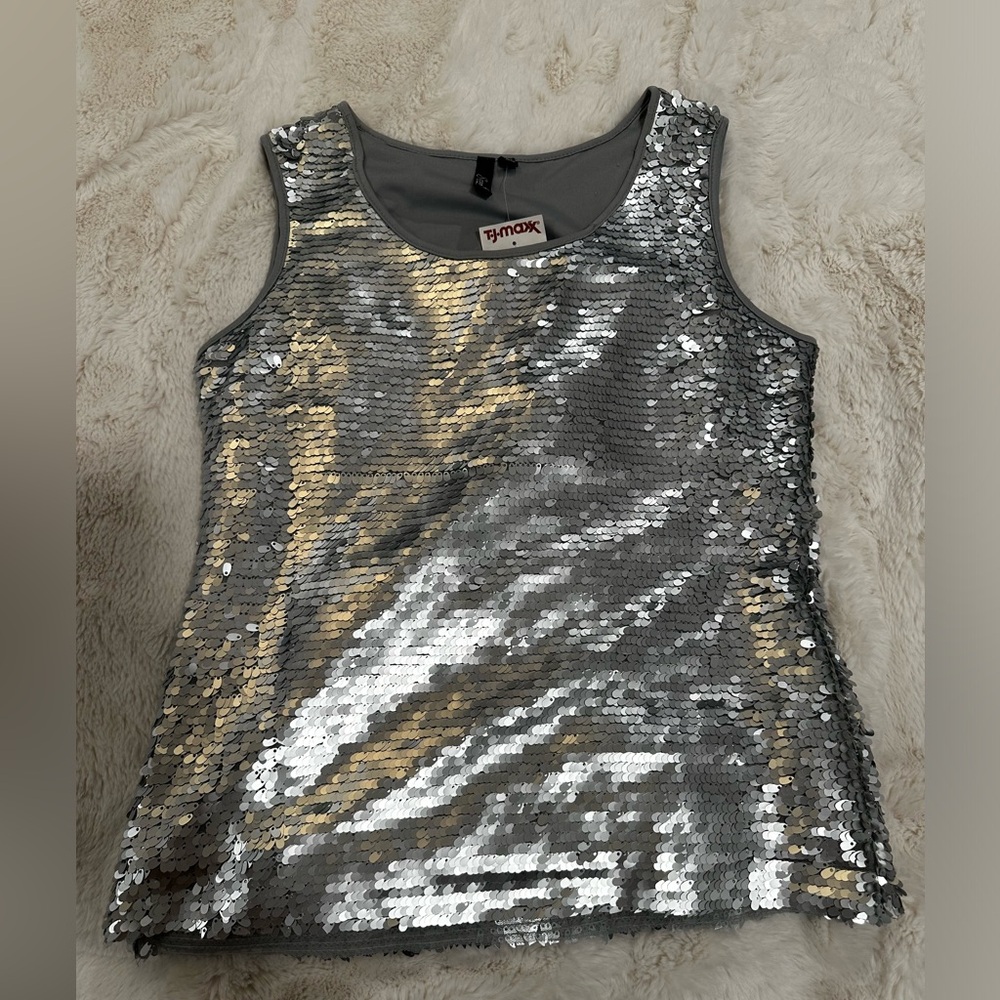 Silver sequin top